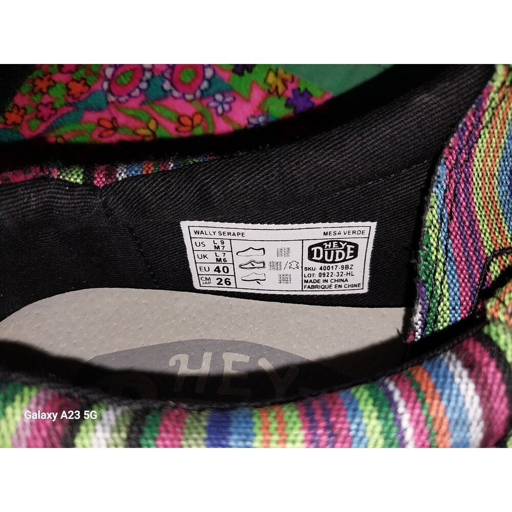 Hey Dude Wally Serape Mesa Verde Slip On Shoes 40017-9BZ NWT Size US L9 M7 - Picture 5 of 8